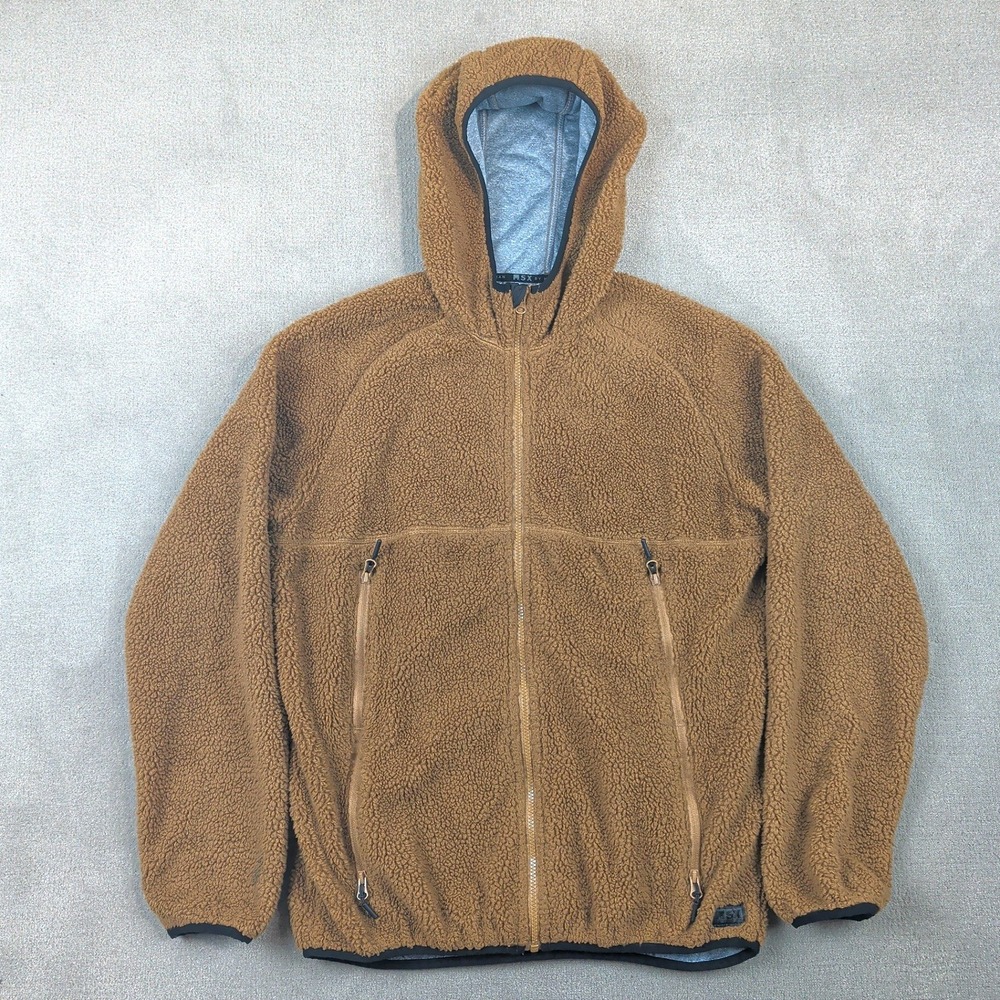 MSX by Michael Strahan Sherpa Fleece Hoodie Mens XL Brown Full Zip Jacket Cozy